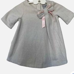 TAHARI Baby Toddler Dress 24 months cream/pink Elegant Short Sleeve